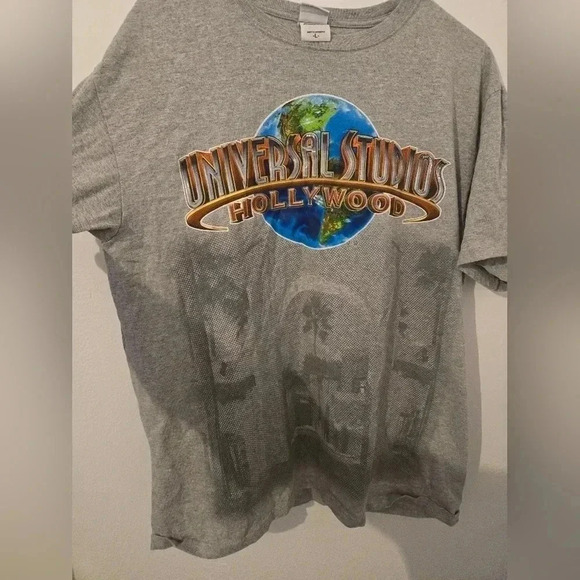 Vintage y2k 90s Universal Studios Hollywood T Shirt Mens Adult Large L Gray - Picture 2 of 7